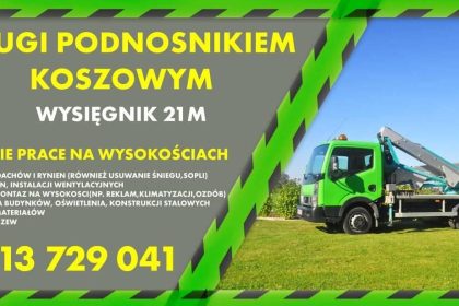 podnośnik koszowy płock, montaż oświetlenia, mycie elewacji i okien, prace ogrodowe, odśnieżanie dachów, usługi podnośnikiem koszowym, podnośnik płock