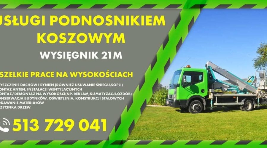 podnośnik koszowy płock, montaż oświetlenia, mycie elewacji i okien, prace ogrodowe, odśnieżanie dachów, usługi podnośnikiem koszowym, podnośnik płock